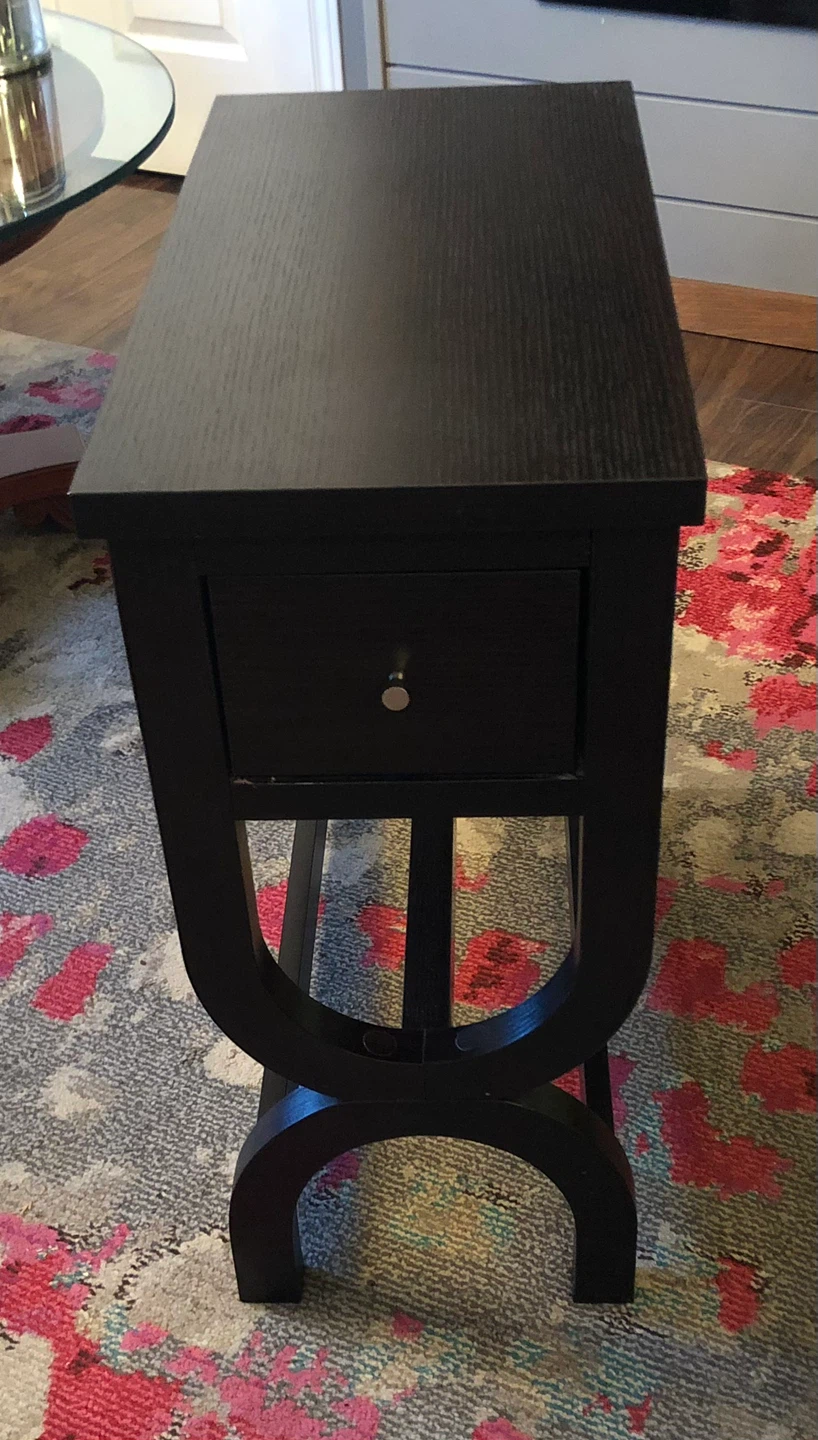 Slim End/Side Espresso Accent Table with Drawer - photo 2