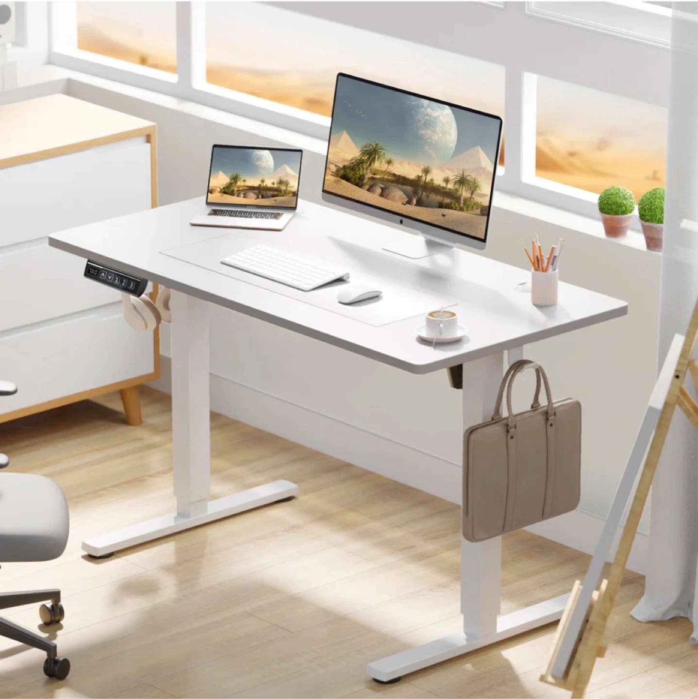 White Electric Standing Desk - photo 3
