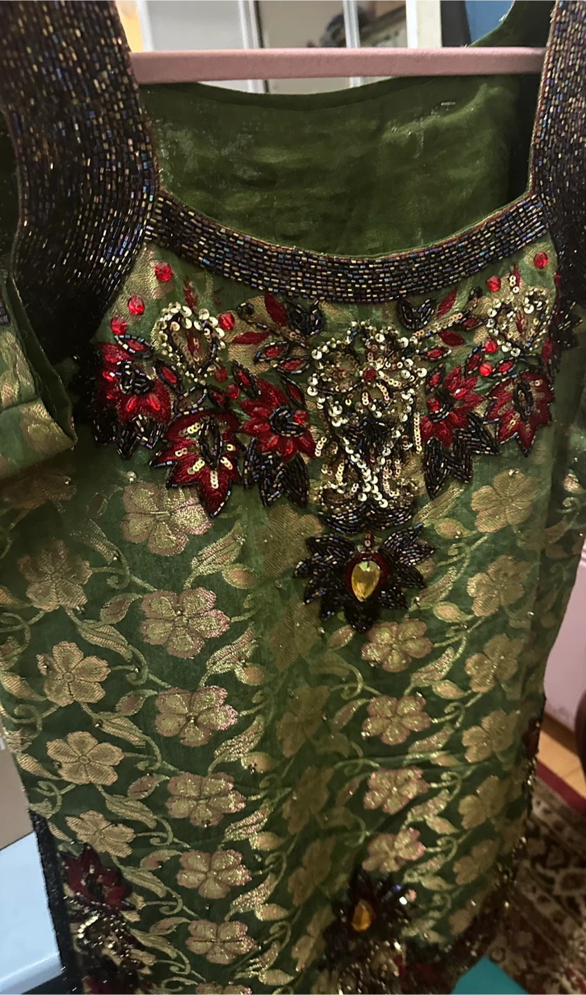 Green Beaded Kurti Top