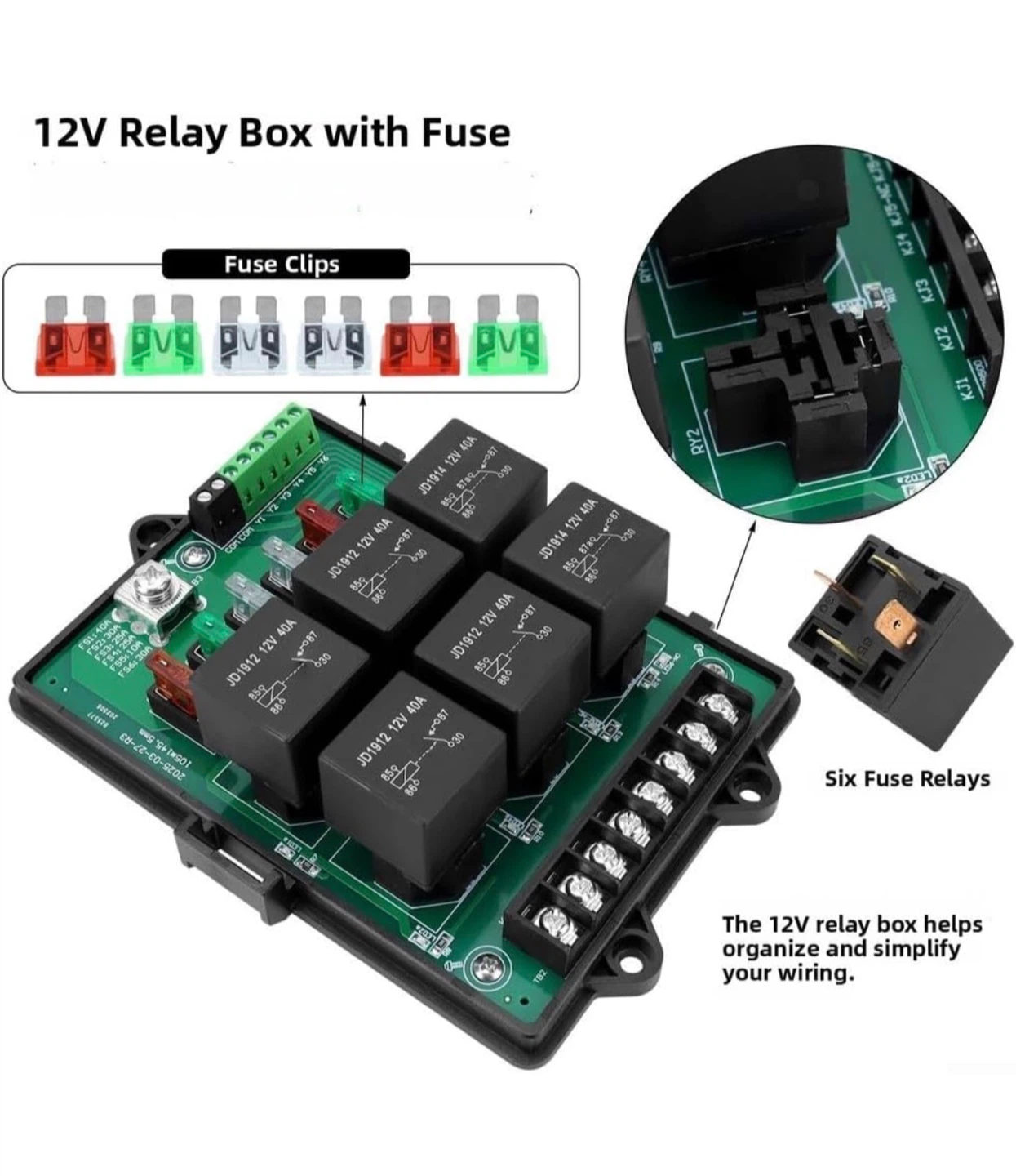 AugustknowU 6 Way 12V Automotive Fuse Relay Box - photo 5