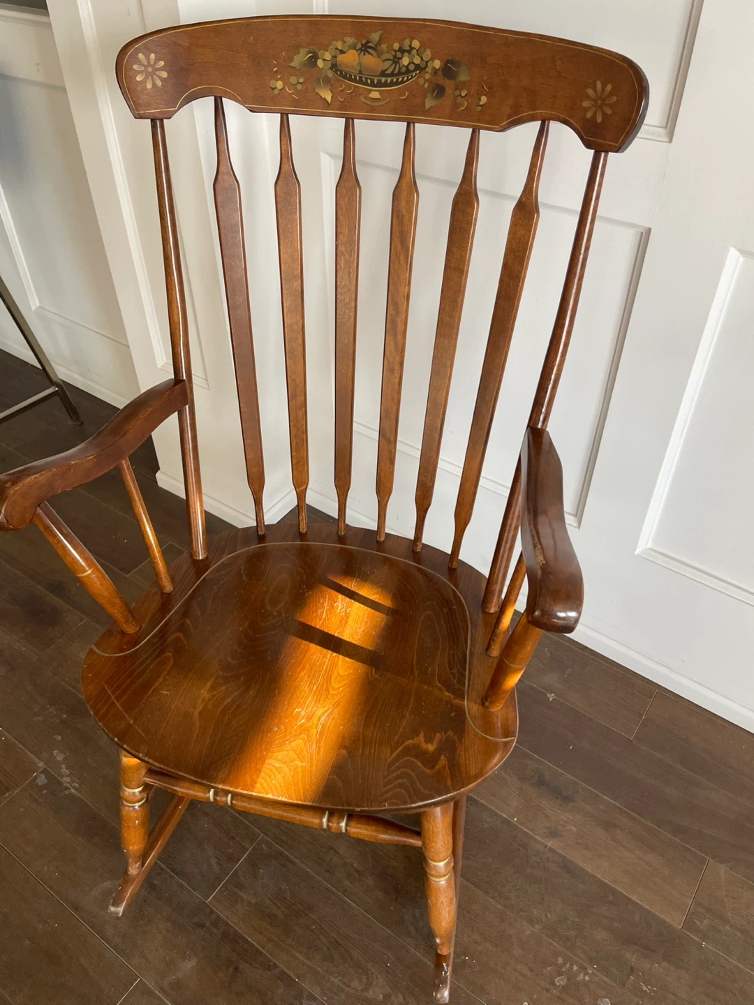 Wooden Rocking Chair with Hand-Painted Design