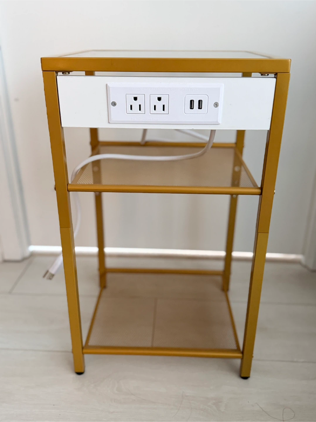 Set of 2 - HOOBRO End Table with Charging Station - Gold