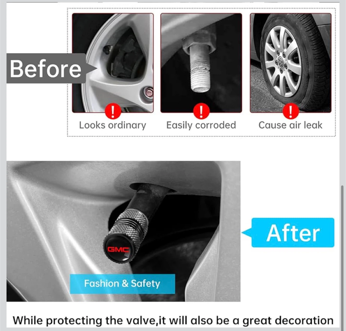 XIGRALUCK GMC Metal Tire Stem Caps 4 Pieces Black - photo 3
