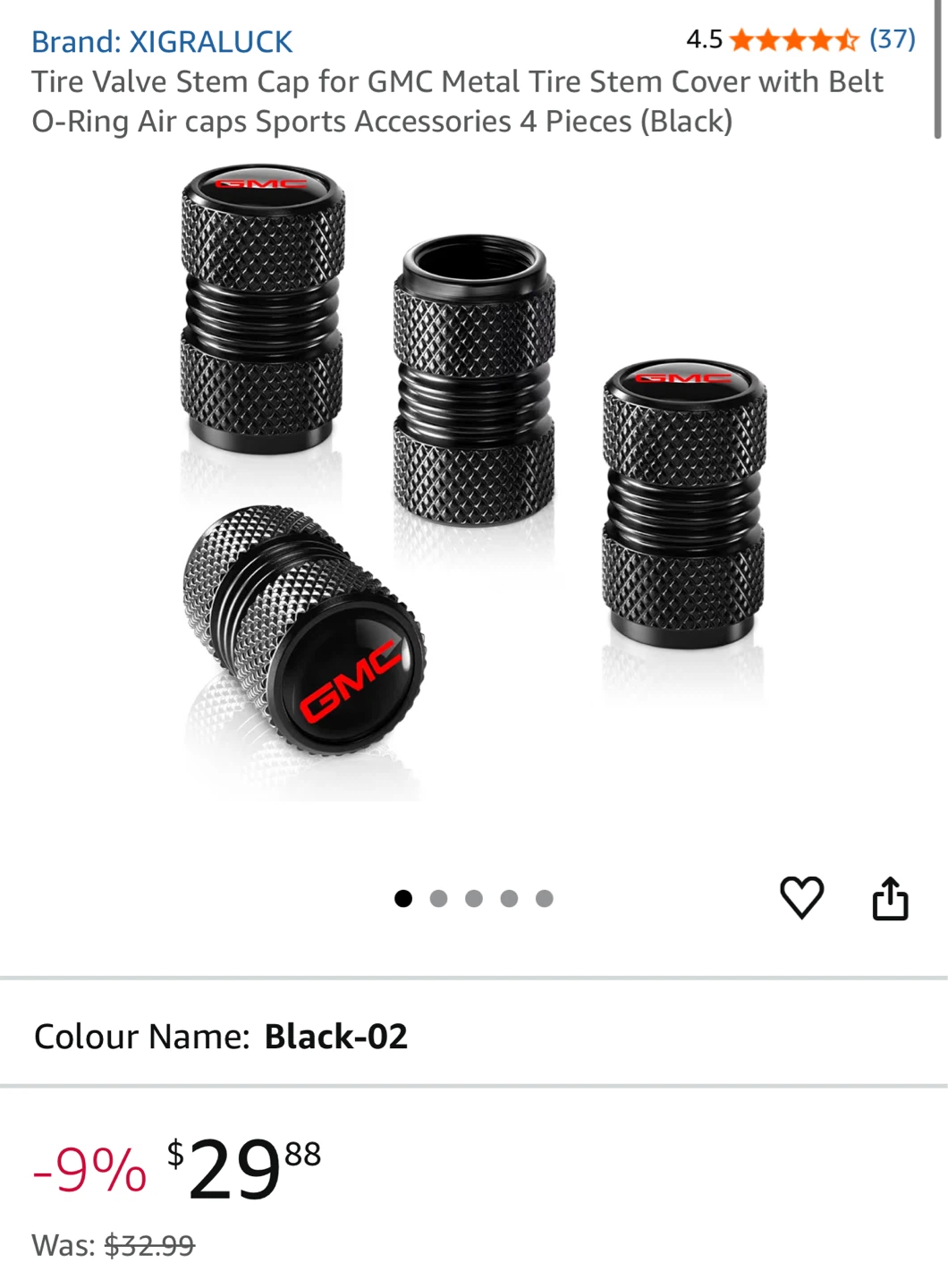XIGRALUCK GMC Metal Tire Stem Caps 4 Pieces Black - photo 5