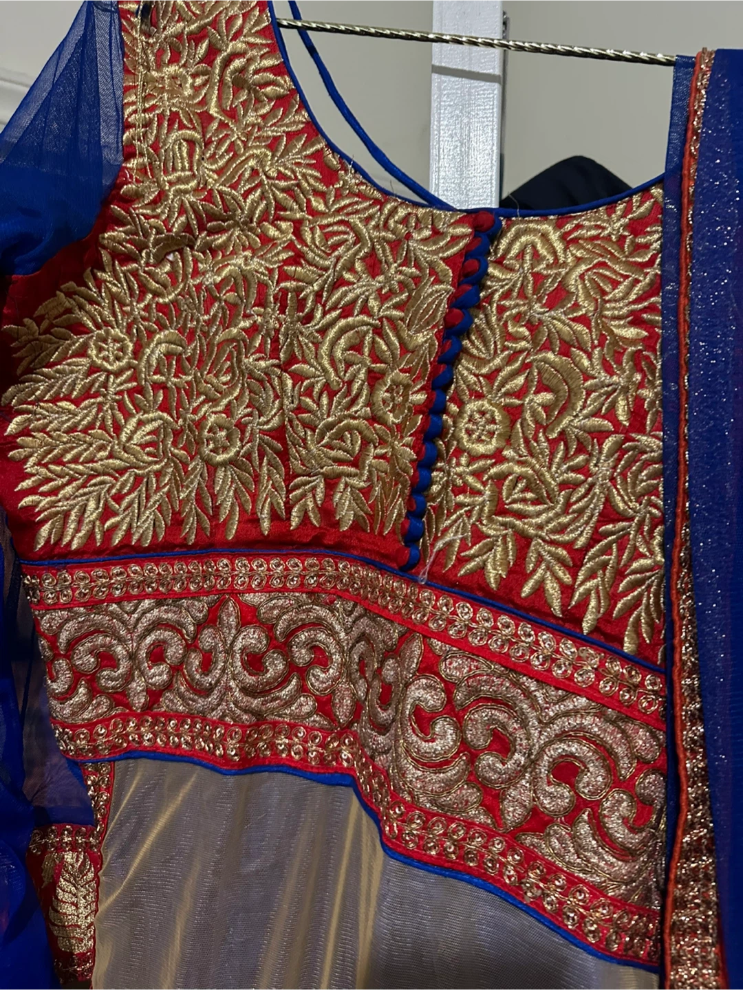Embroidered Anarkali Suit with Blue Dupatta - photo 2