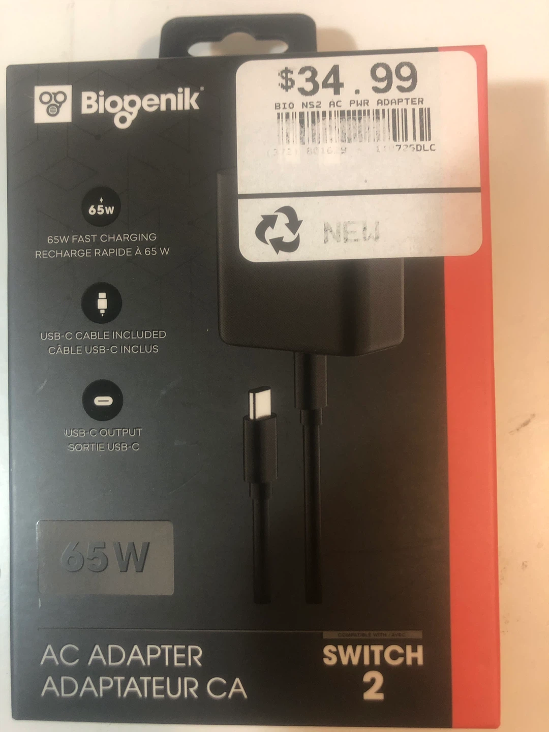 BNIB Nintendo Switch 2 AC Adapter 5 ft NEW