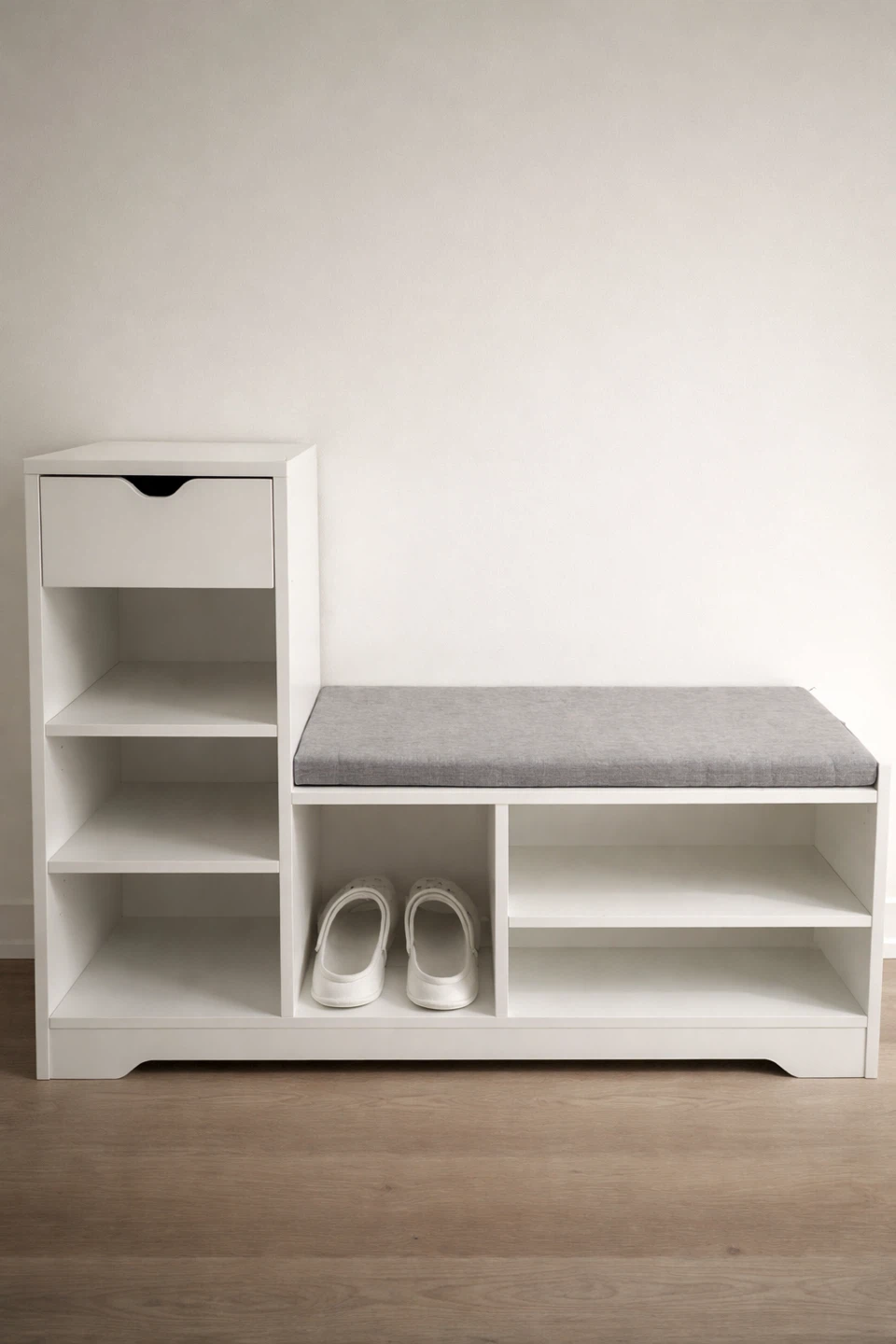 White Hallway Entryway Shoe Bench