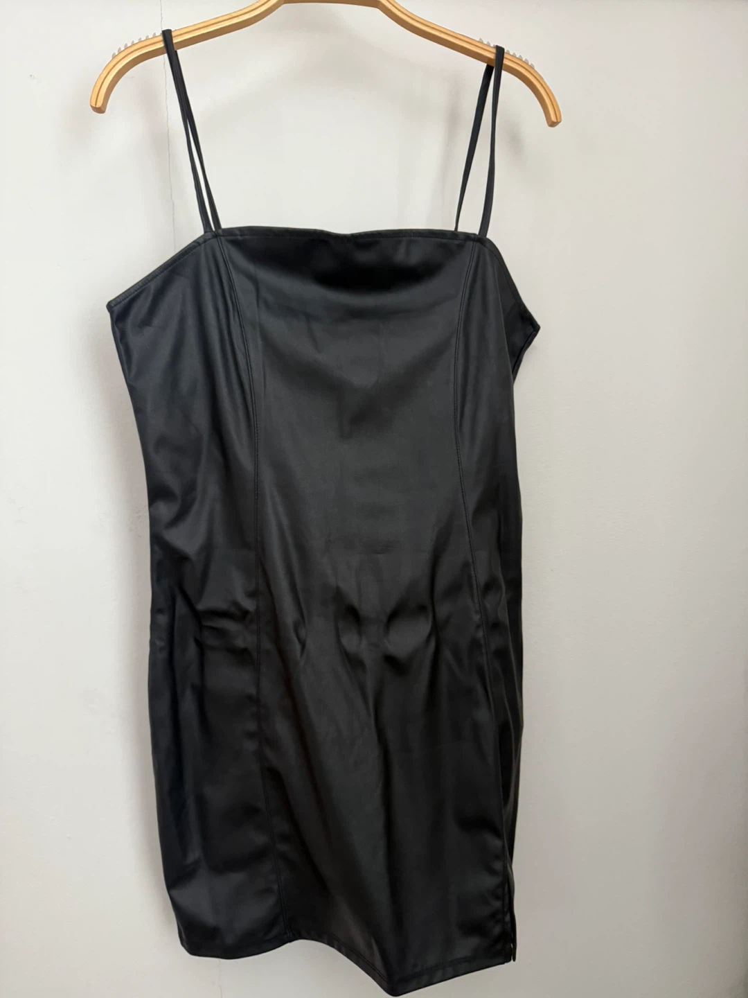 Black Faux Leather Mini Dress - photo 2