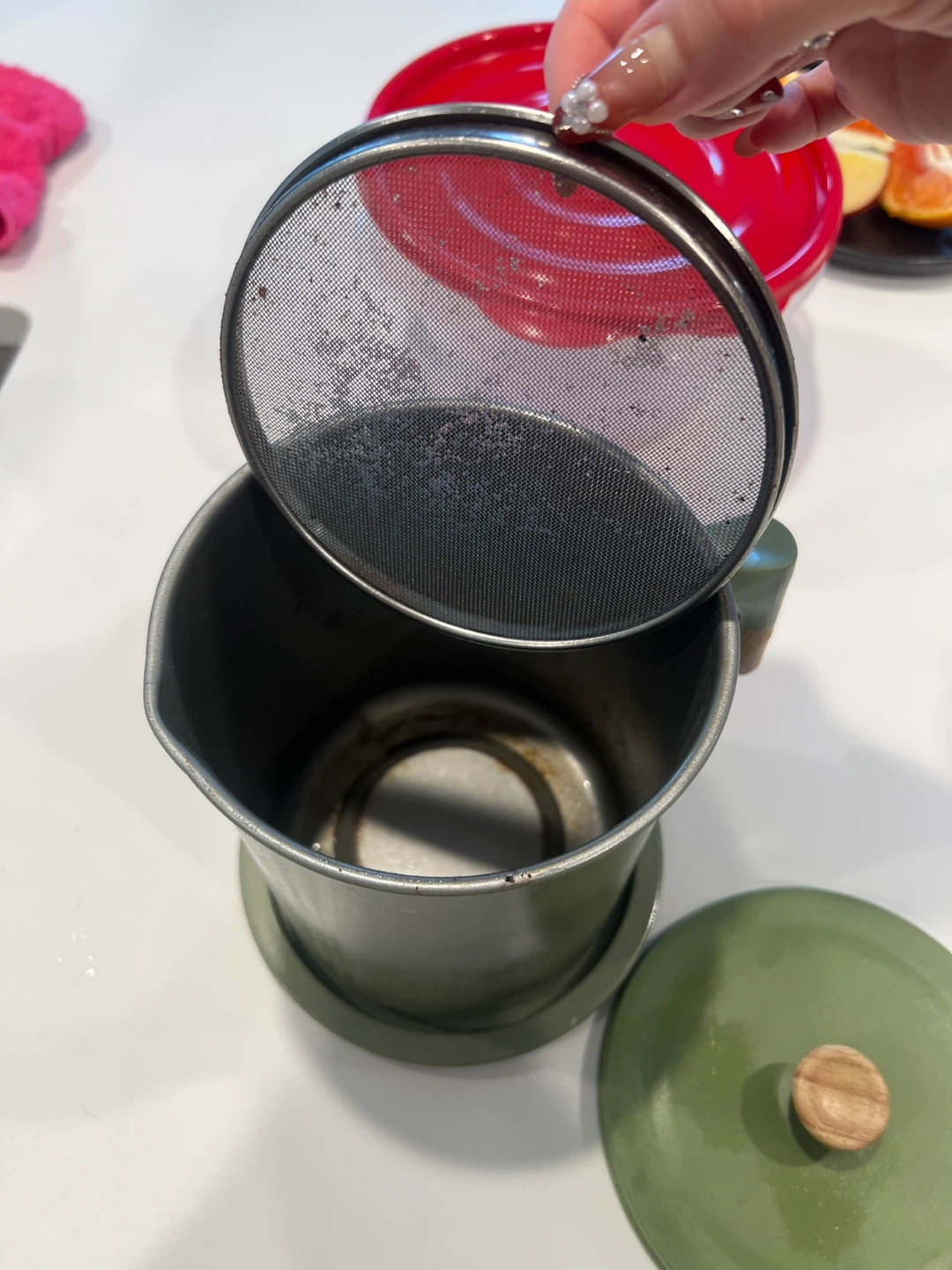 Green Oil Strainer Pot - photo 2