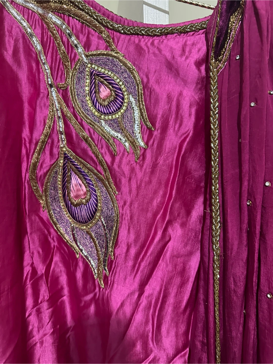 Pink Kurti with Peacock Embroidery - photo 4