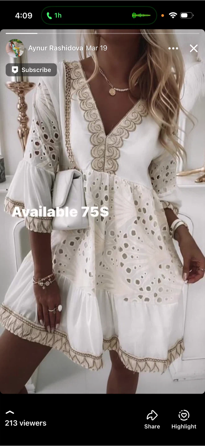 White Eyelet Dress with Gold Trim - photo 2