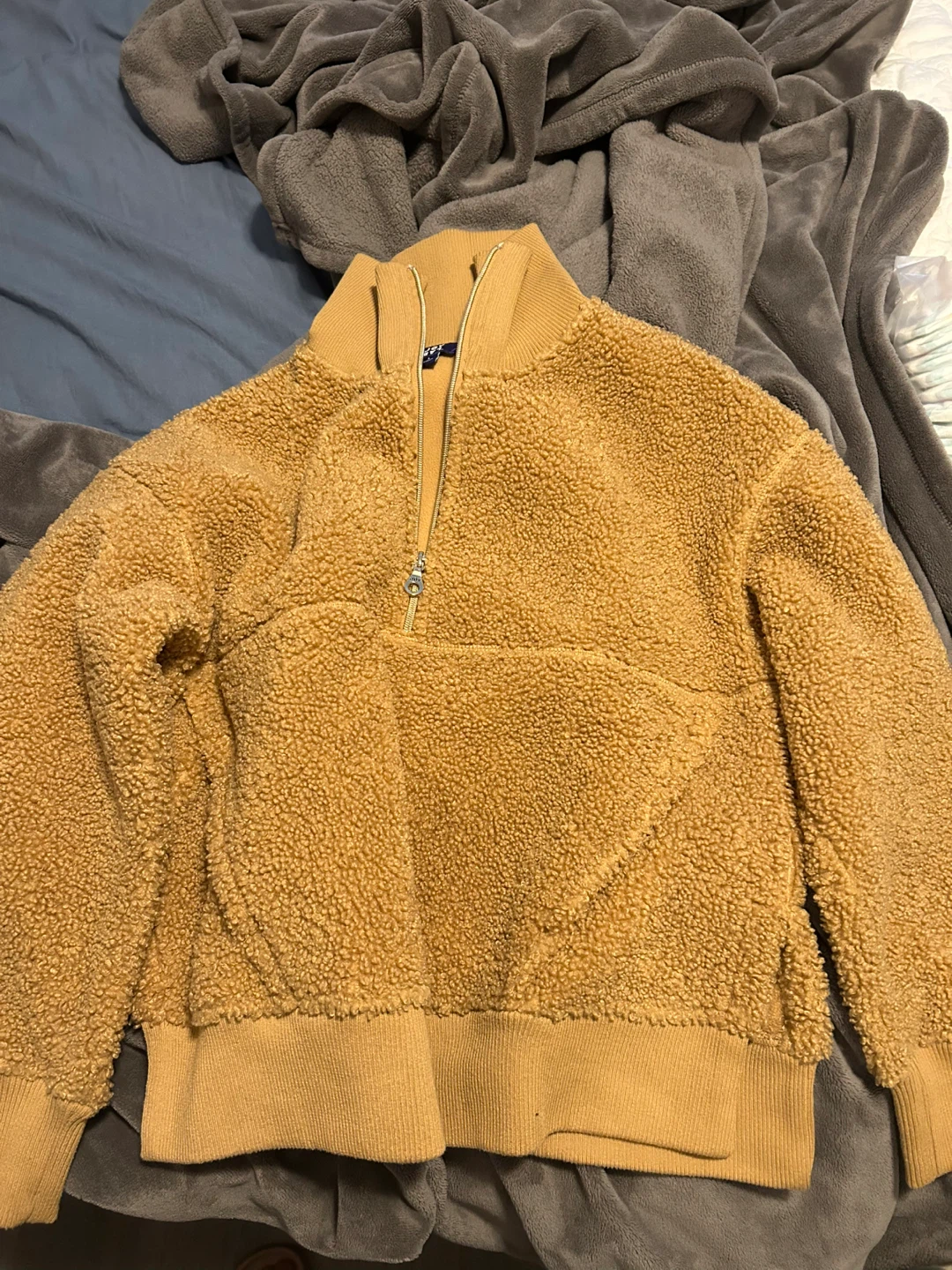Joy Lab Teddy Fleece Quarter Zip Sweater - Size L