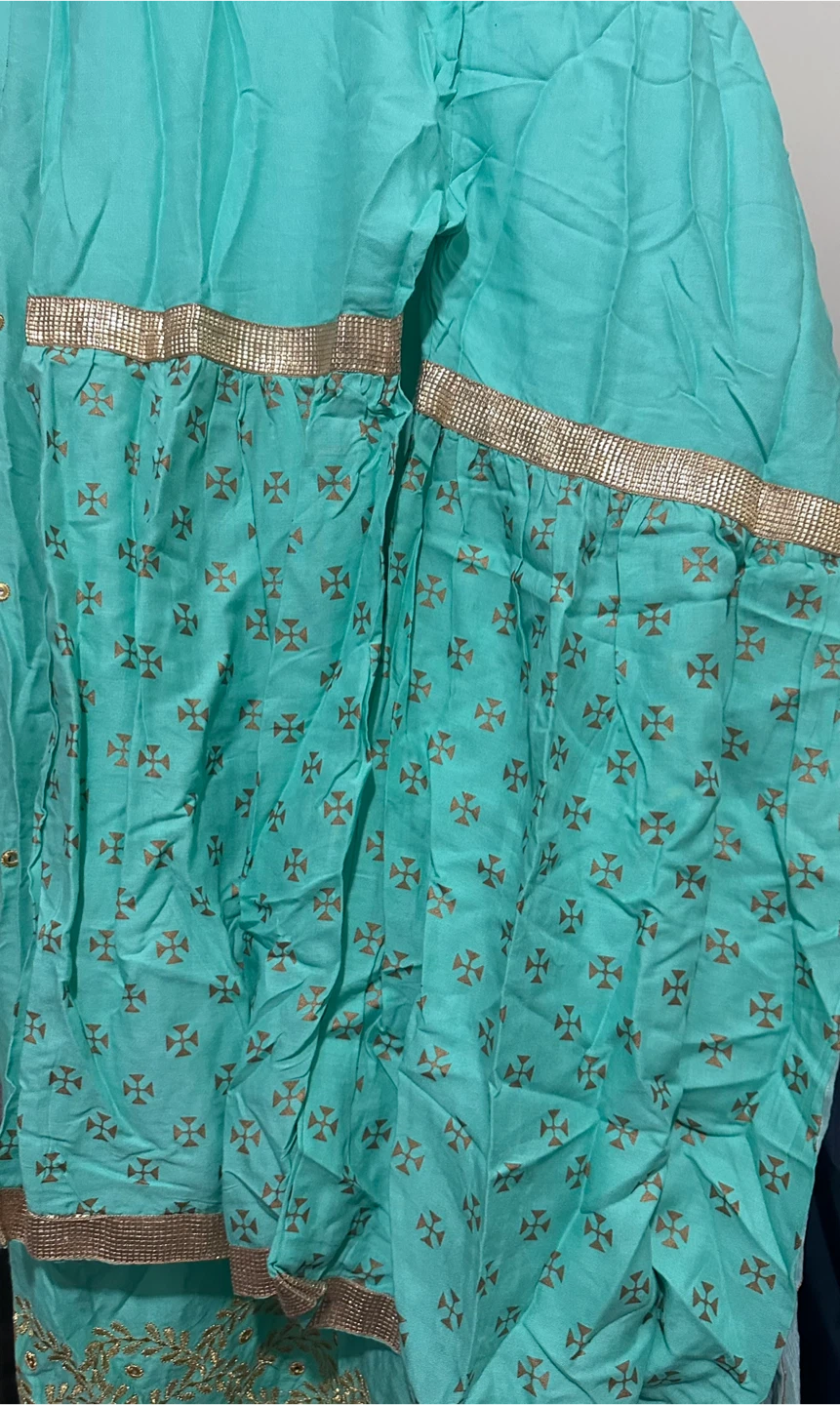 Turquoise Salwar Kameez with Red Dupatta - photo 2