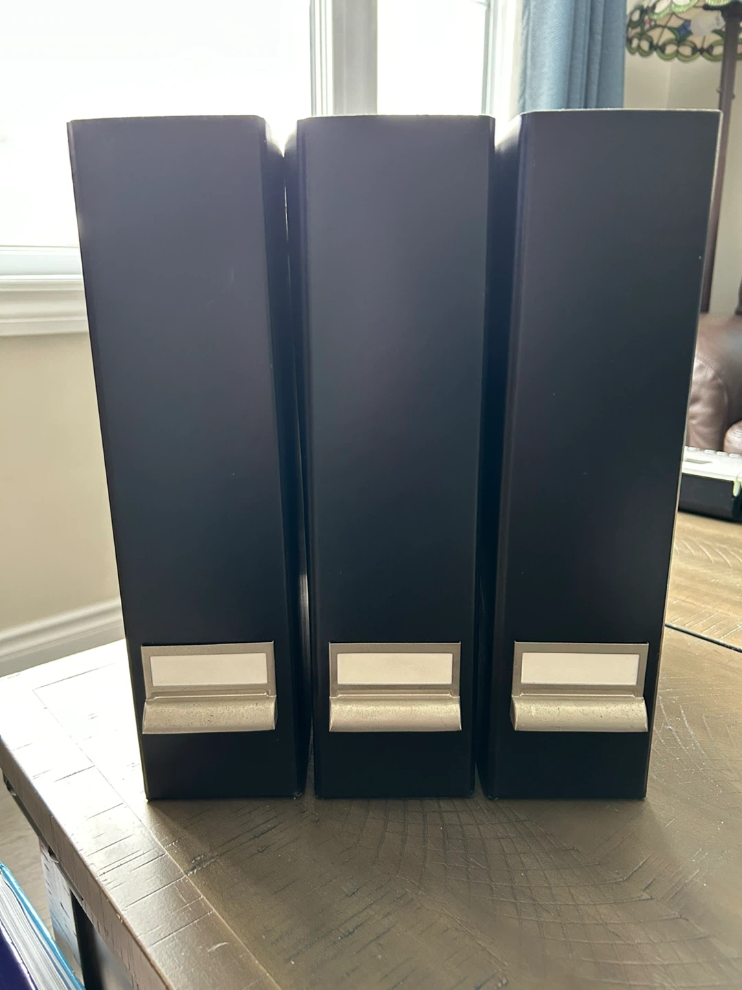 Black Magazine/Document File Holders, Metal Pull Tabs, Set of 3)