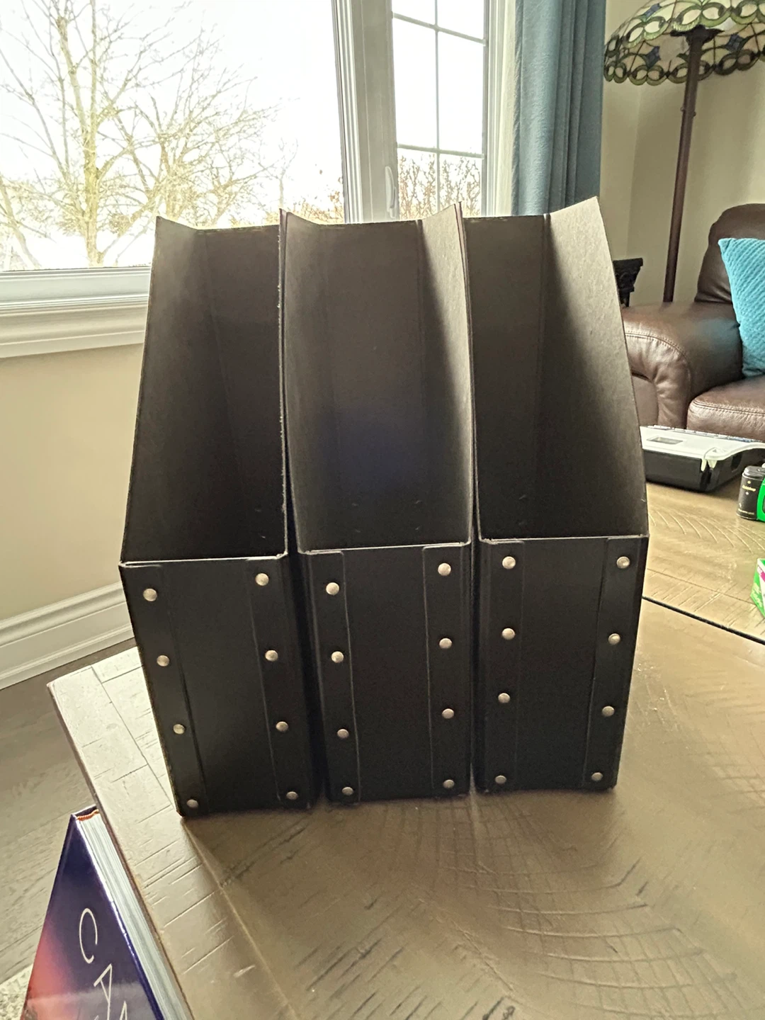 Black Magazine/Document File Holders, Metal Pull Tabs, Set of 3) - photo 4