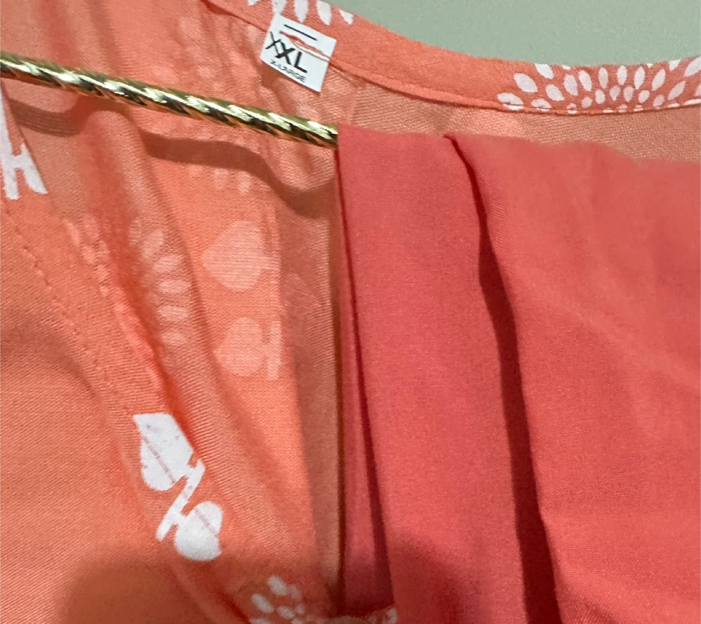 XXL Orange Floral Print Kurti and Pants Set - photo 2