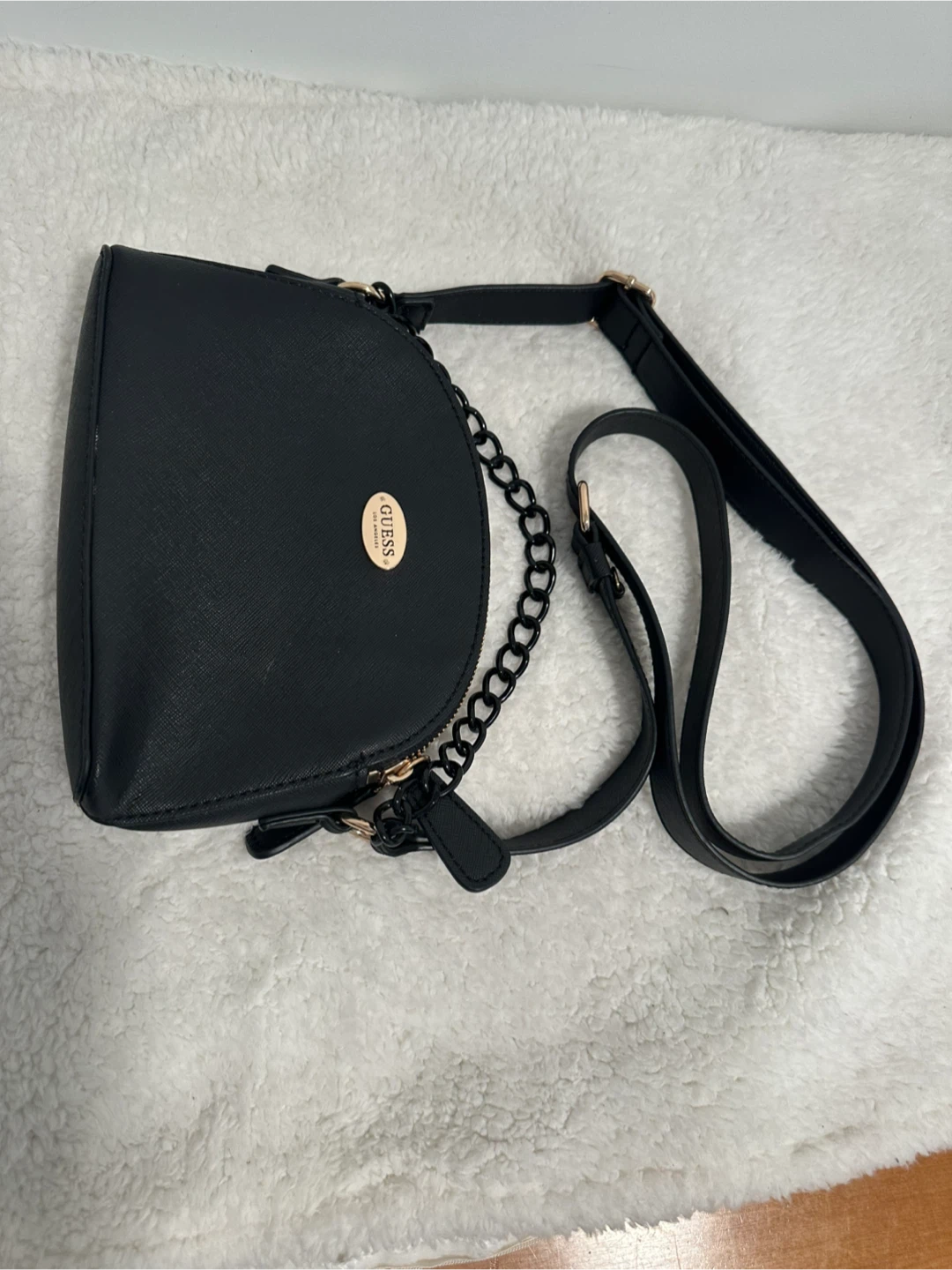 Black GUESS Crossbody Purse with Chain Detail