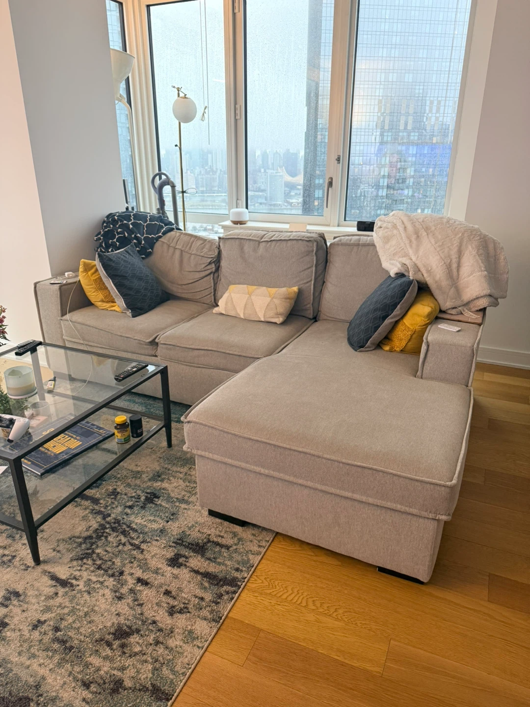 Beautiful sectional into sleeper with storage