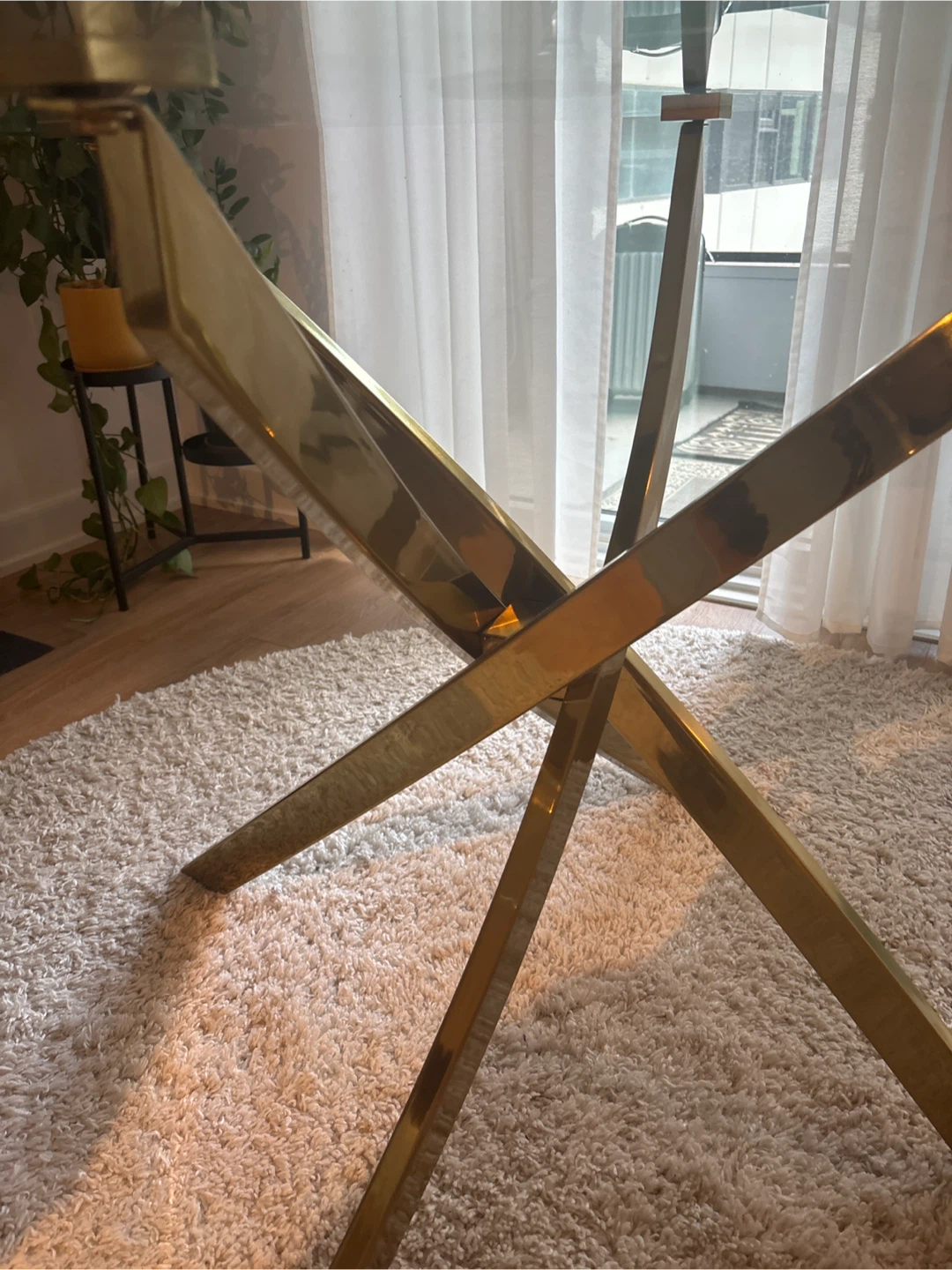 Glass Dining Table with Gold Base - photo 4