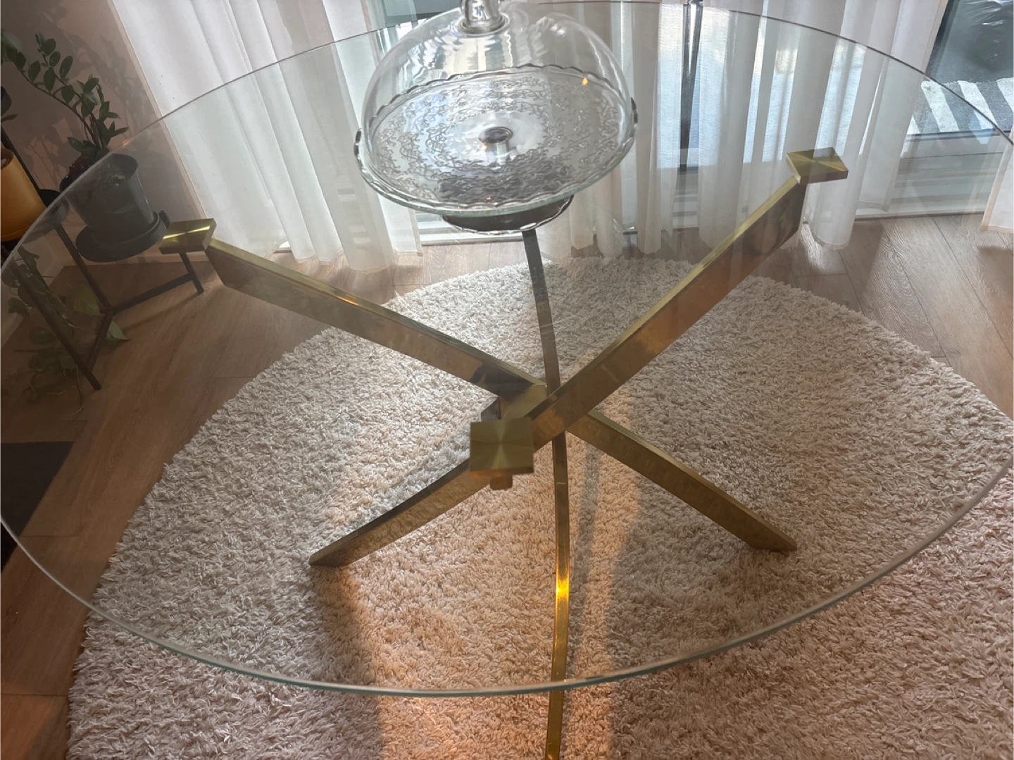 Glass Dining Table with Gold Base - photo 3