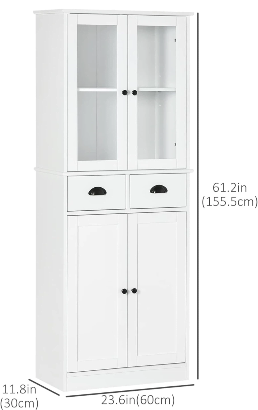White Cabinet w/ Glass Doors & Drawers