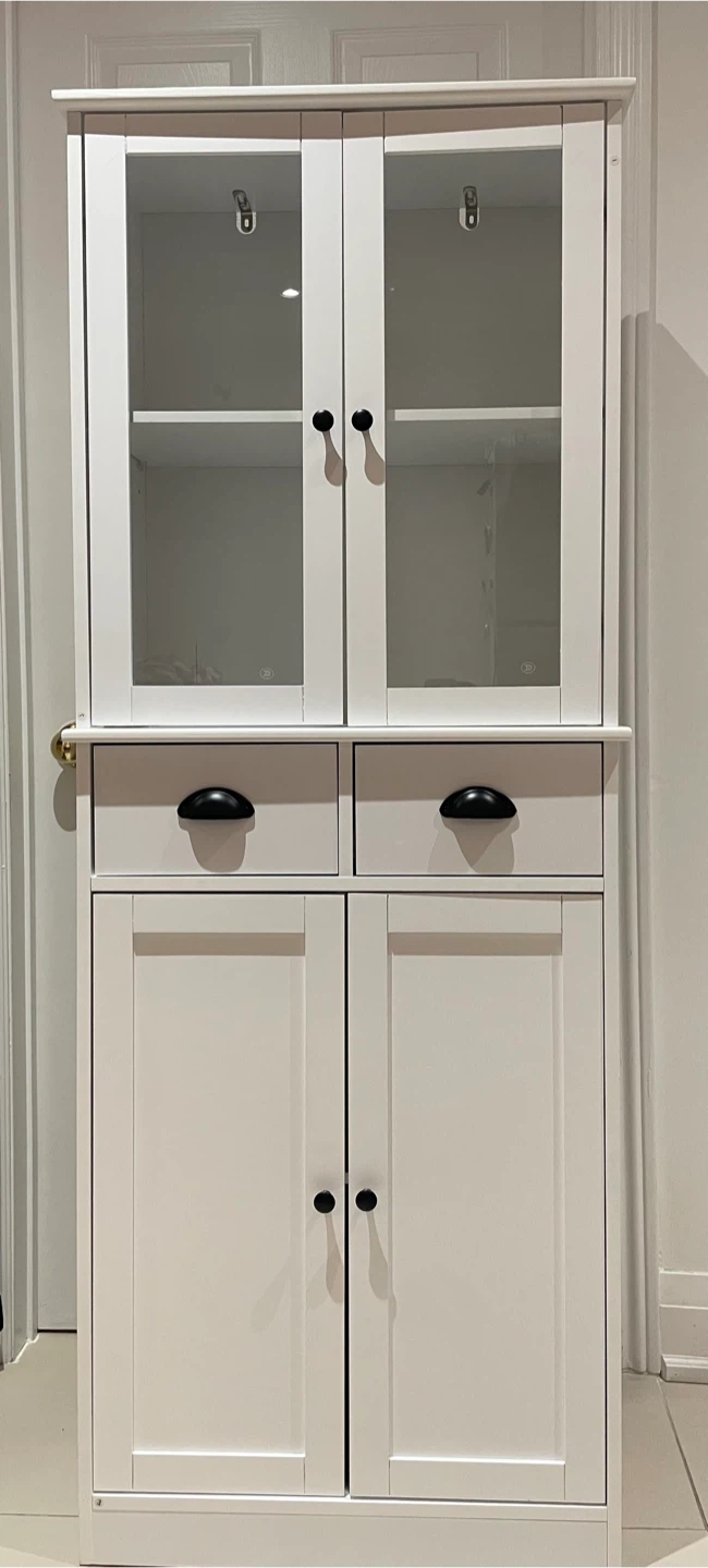 White Cabinet w/ Glass Doors & Drawers - photo 2