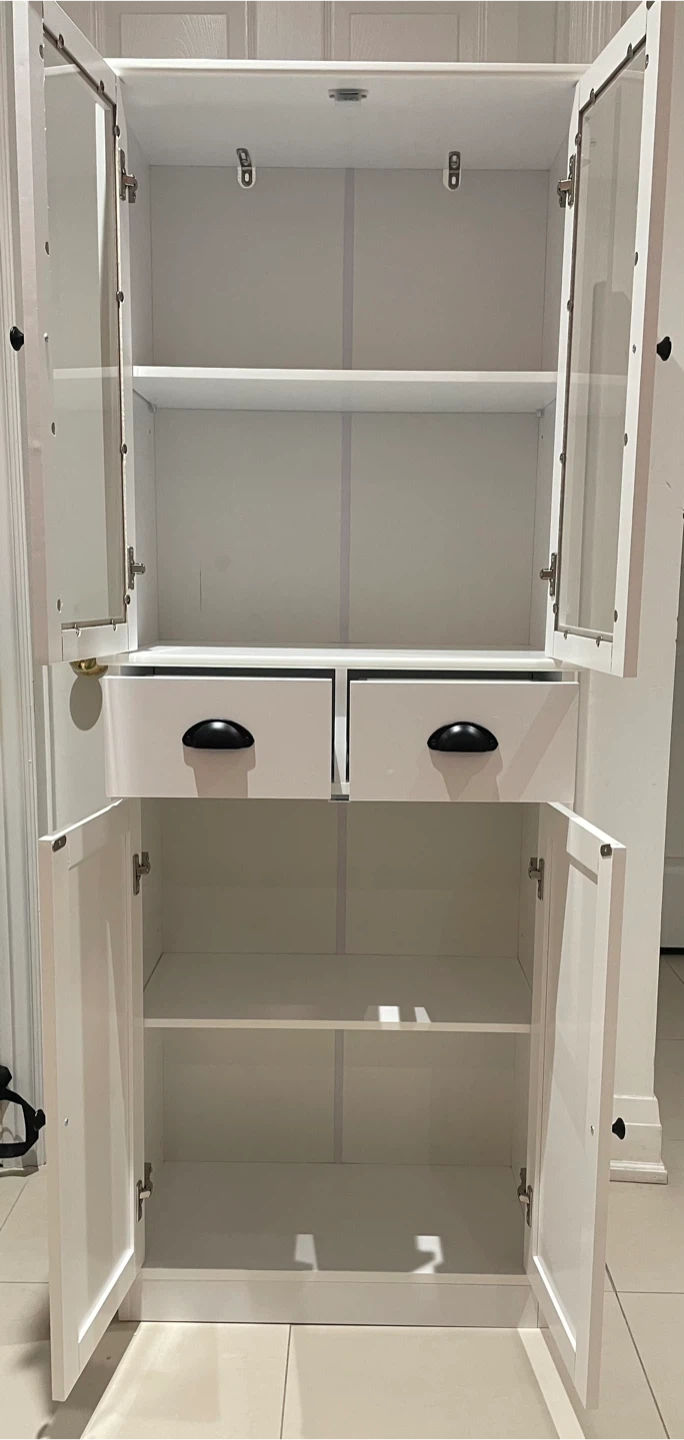 White Cabinet w/ Glass Doors & Drawers - photo 3