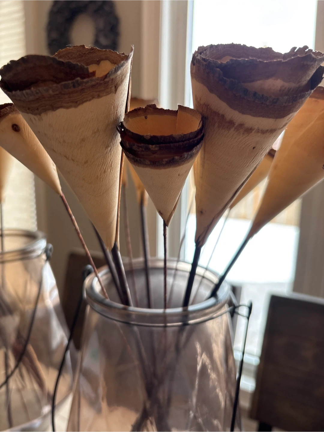 Set of 3 Decorative Glass Vases with Natural Wood Stems - photo 3