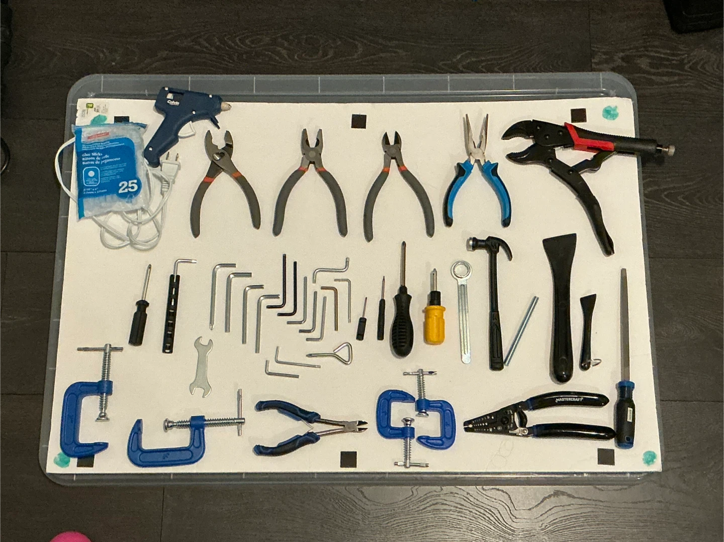 Tool Set with Pliers, Wrenches, Screwdrivers, and Clamps