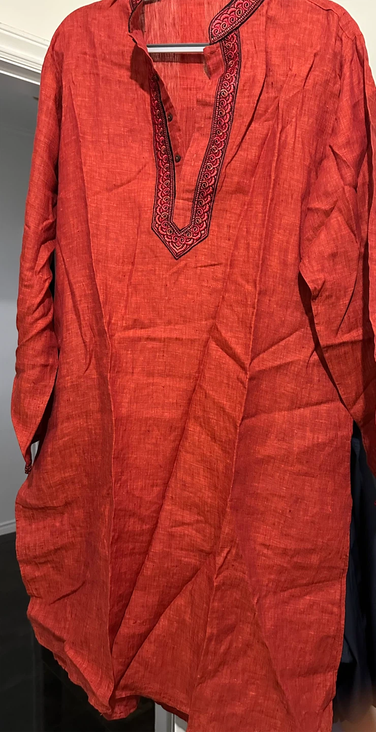 Red Embroidered Kurta Top
