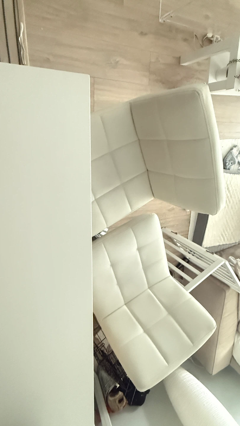 2 Bar Stools with Back Support - High Quality  - White - photo 3
