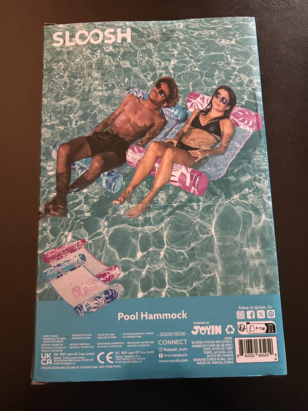 SLOOSH Pool Hammock - Blue & Pink