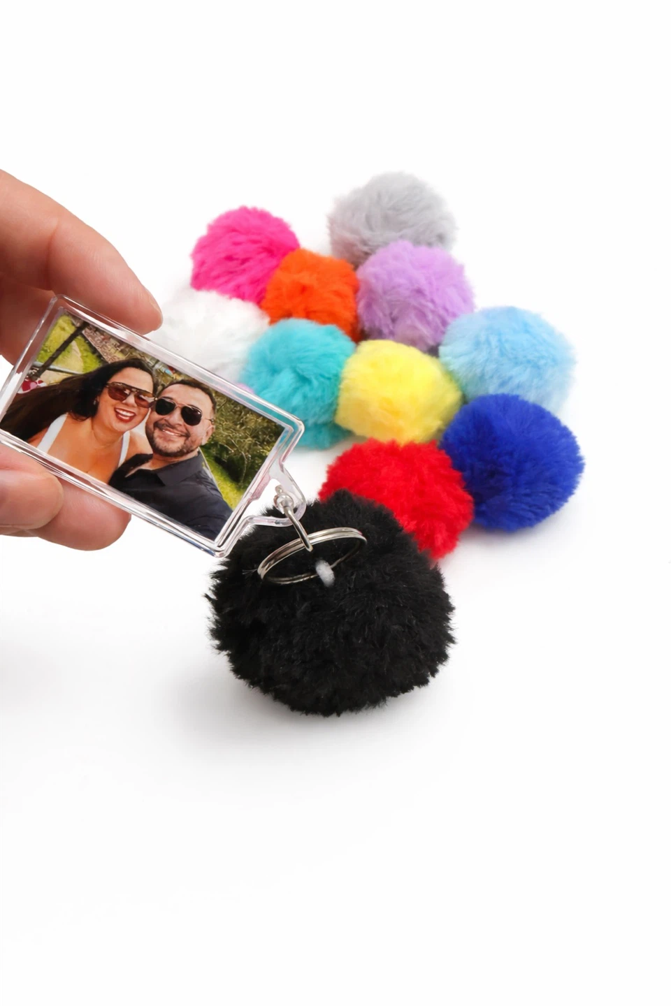Fuzzy Pom Pom Photo Keychain - photo 2