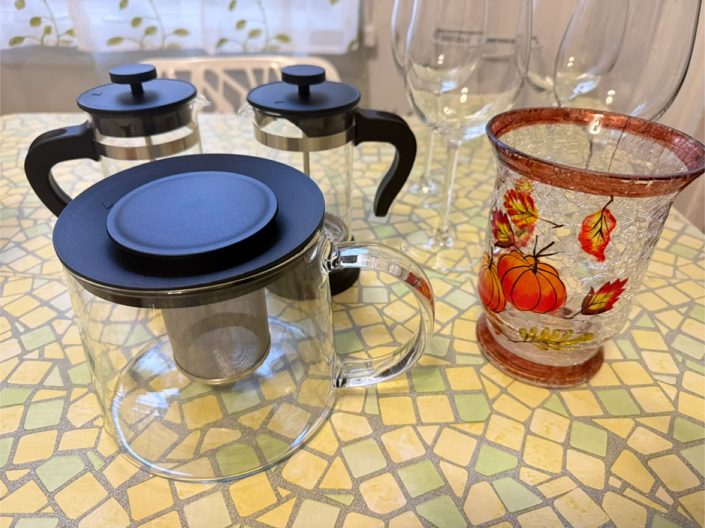Glass Teapot and French Press Set with Wine Glasses - photo 2