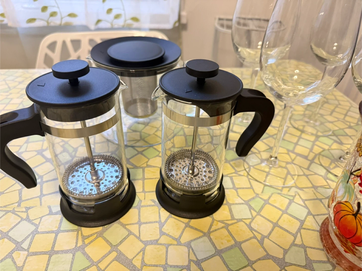 Glass Teapot and French Press Set with Wine Glasses - photo 3