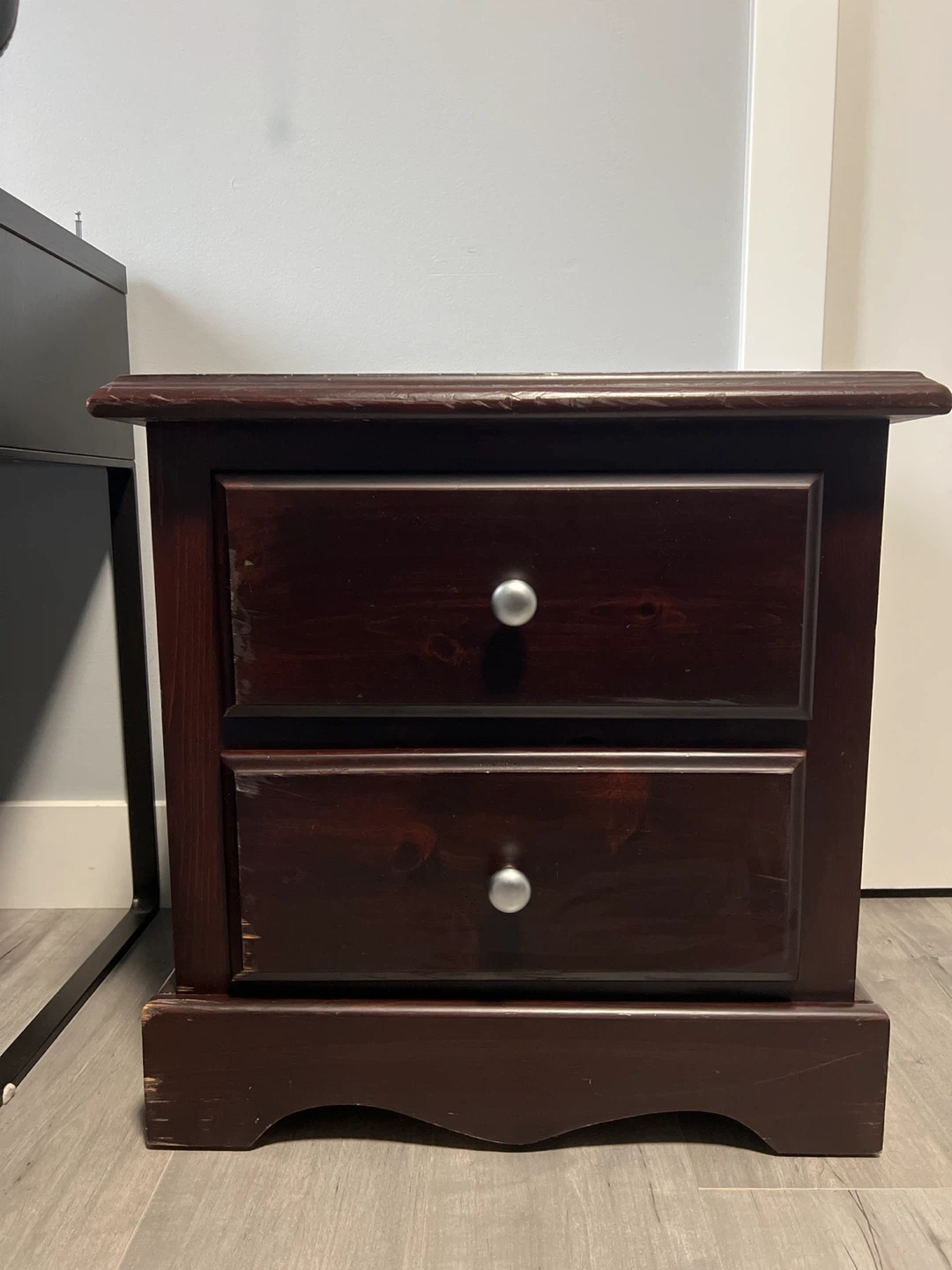 Dark Brown Two-Drawer Nightstand