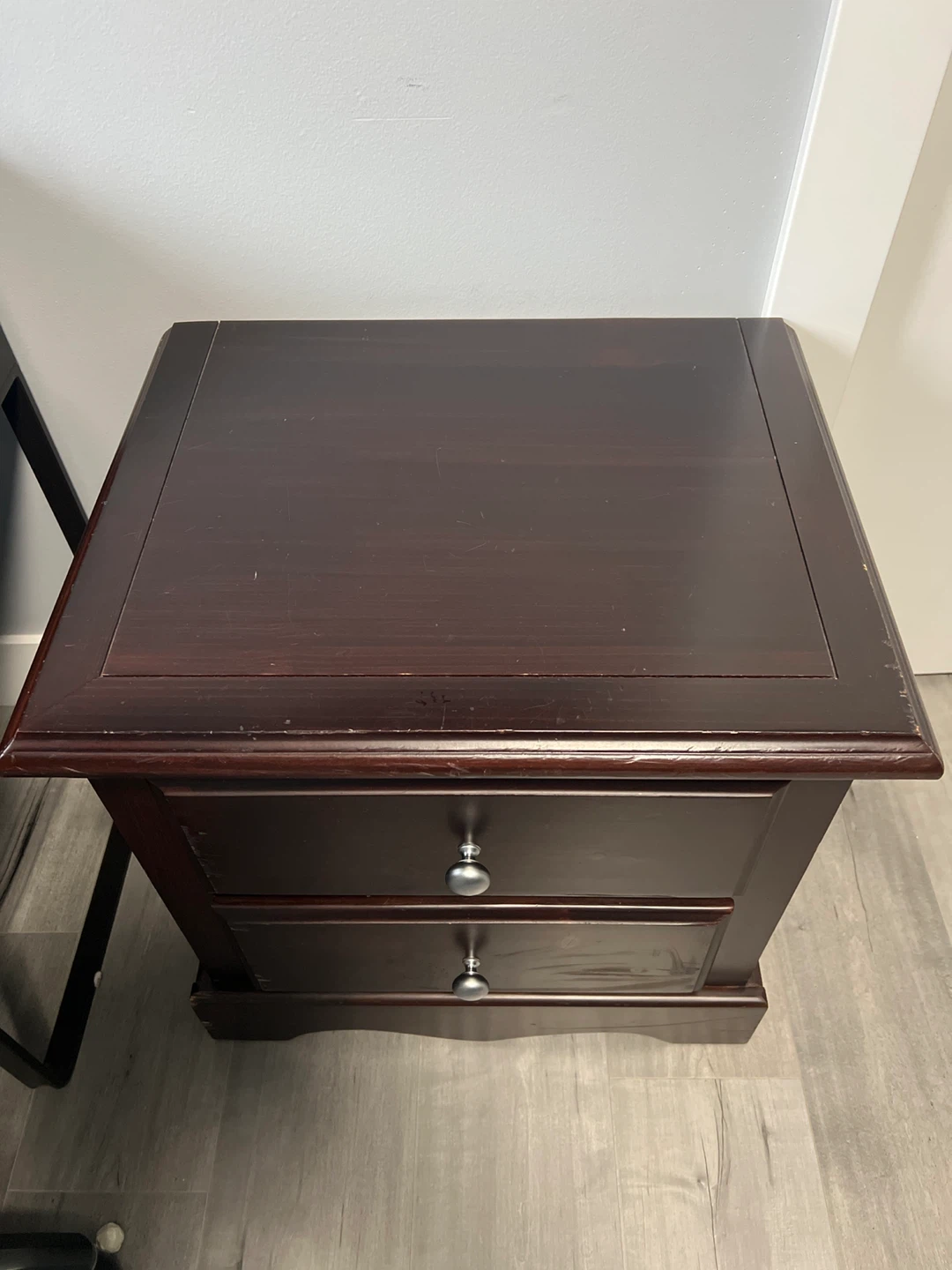 Dark Brown Two-Drawer Nightstand - photo 2