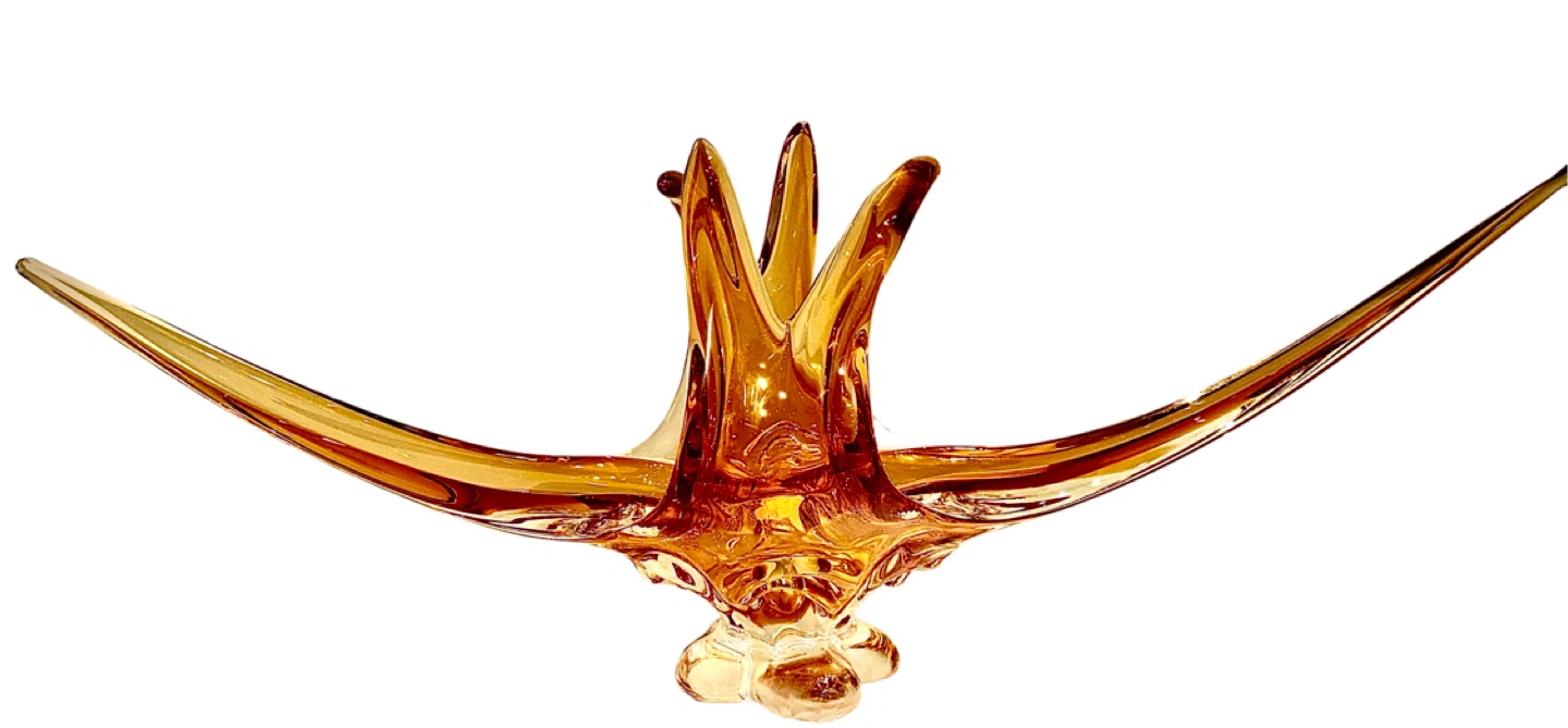 Stunning Amber chalet Glass Art Sculpture
