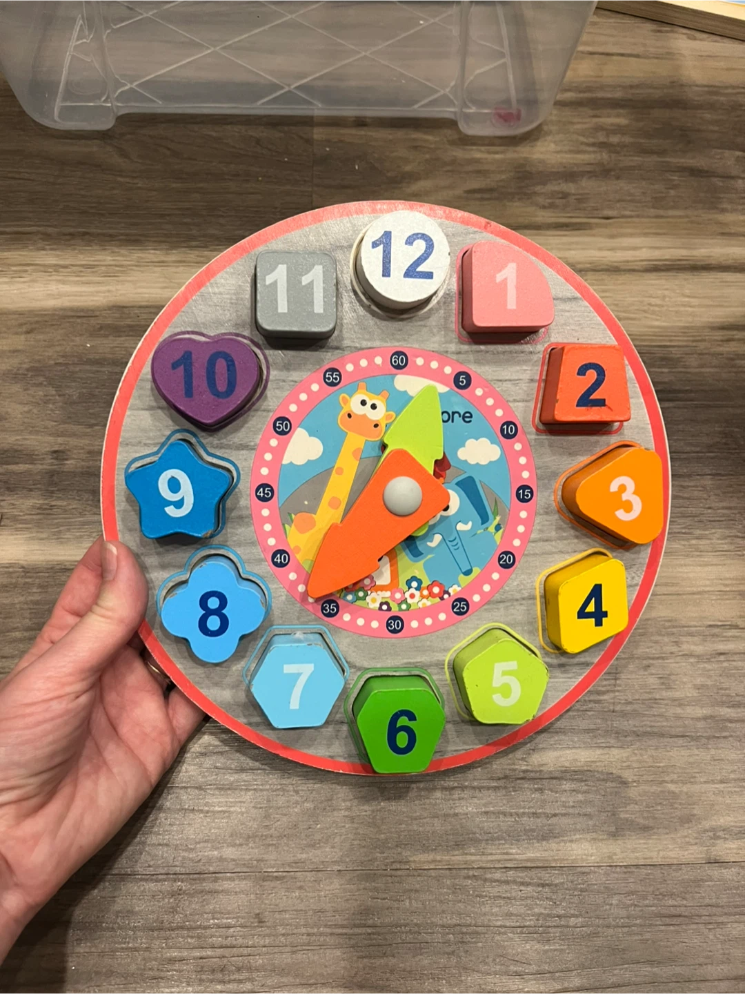 Wooden Shape Sorter Clock Toy