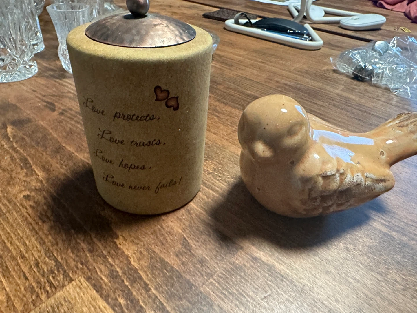 Decorative Jar with Bird Figurine