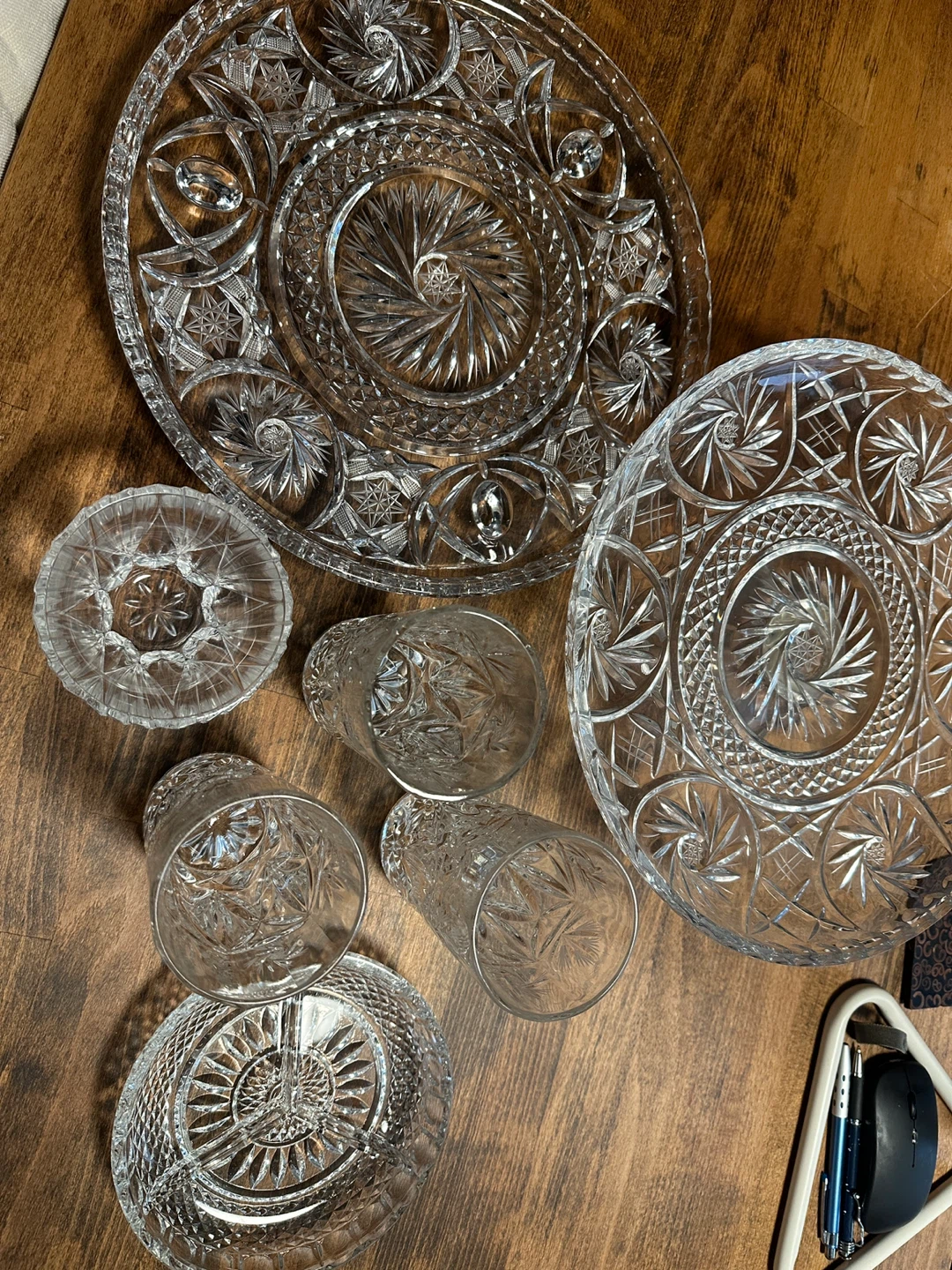 Crystal Cut Glass Serving Dish Set