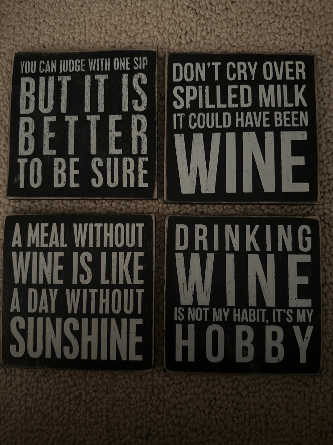 Set of 4 Decorative Wood Signs for Wine Lovers - photo 2