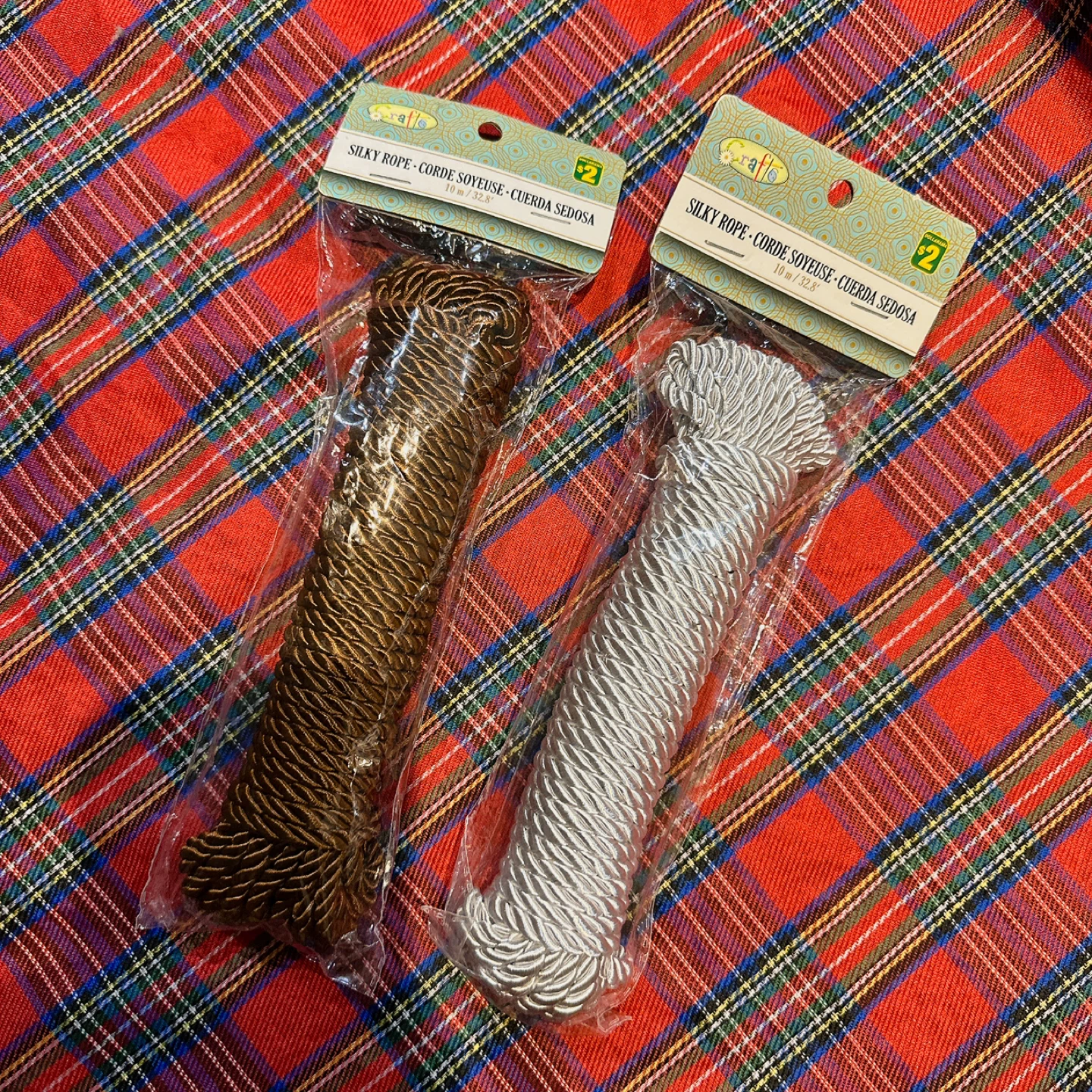 Crafts Silky Rope - Brown & Silver (2 Pack)