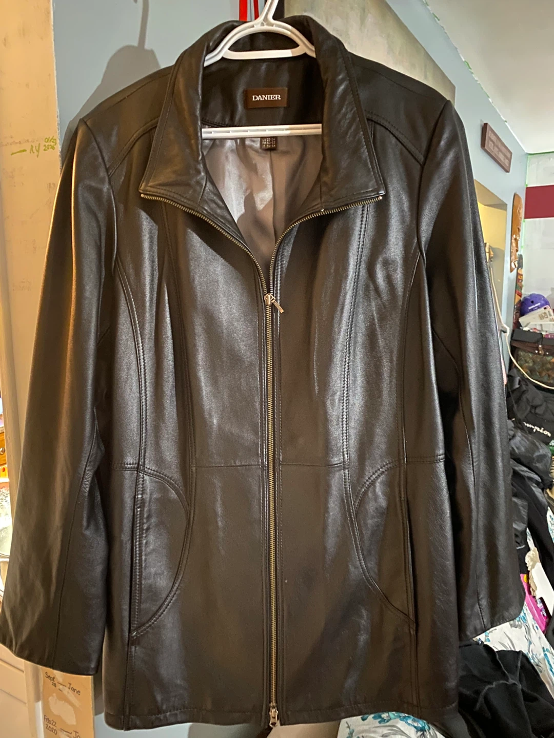 DANIIR Black Leather Jacket - 2XL