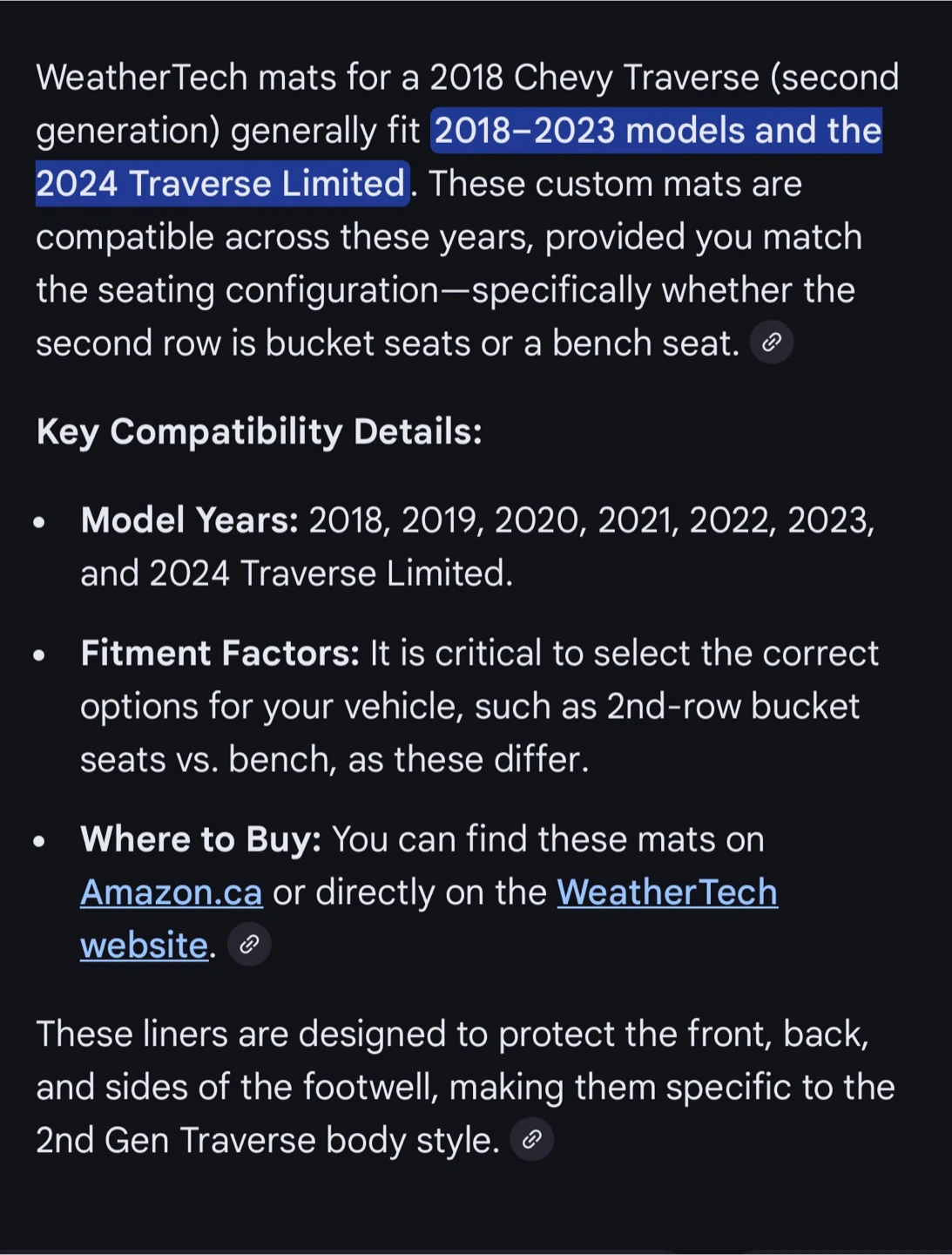 WeatherTech Floor Liners for Chevrolet Traverse (2018-2023) - photo 2