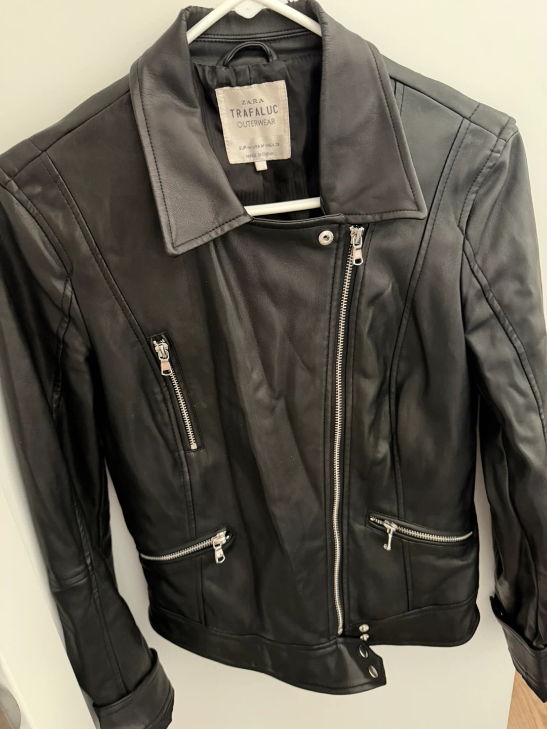 ZARA Trafaluc Black Faux Leather Moto Jacket - photo 2