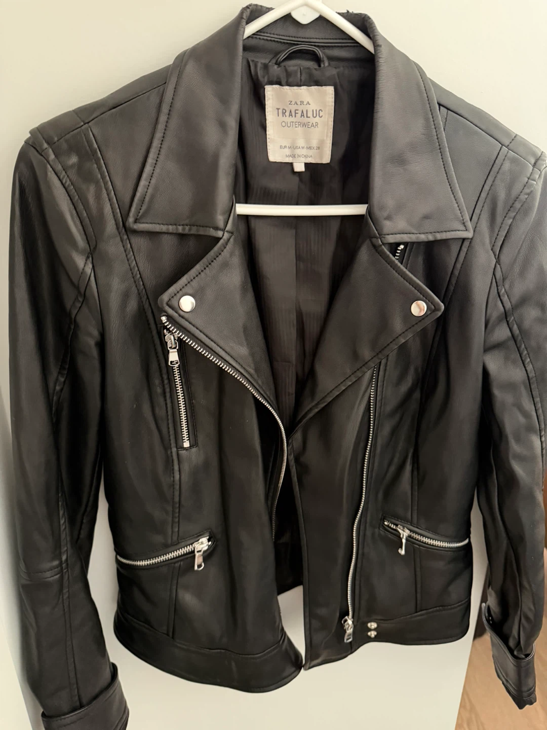 ZARA Trafaluc Black Faux Leather Moto Jacket