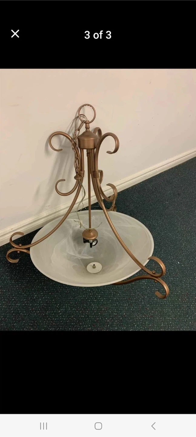 Bronze Finish Chandelier with Frosted Glass Shade - photo 2