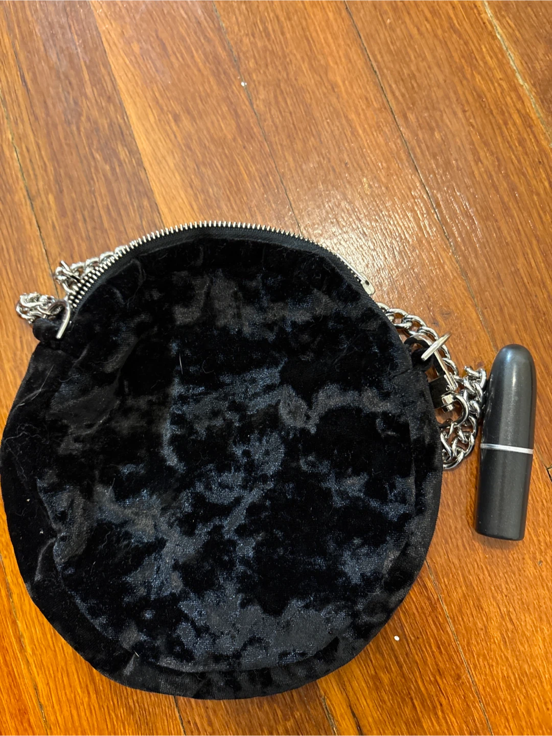Black Velour Round Bag with "Heart Club" Embroidery - photo 3