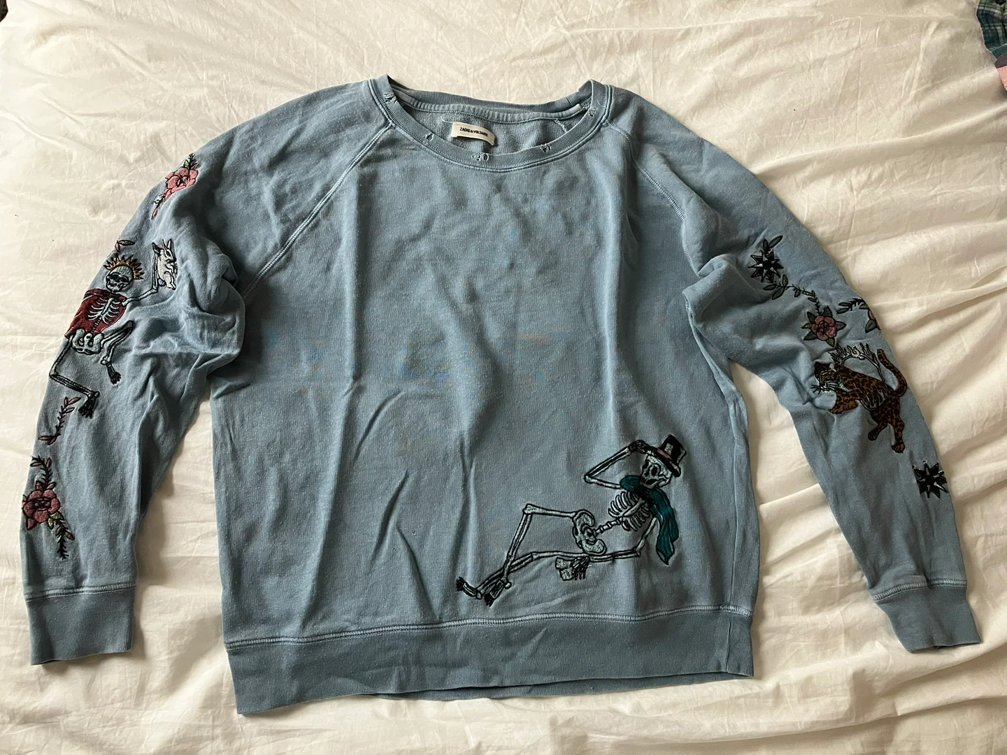 Zadig & Voltaire Blue Distressed Skeleton Sweater